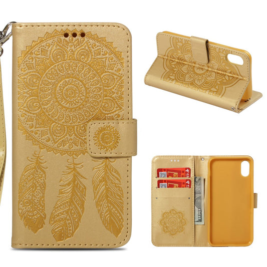 Hülle für Apple iPhone XR Handyhülle Flip Case Tasche Cover Traumfänger Gold