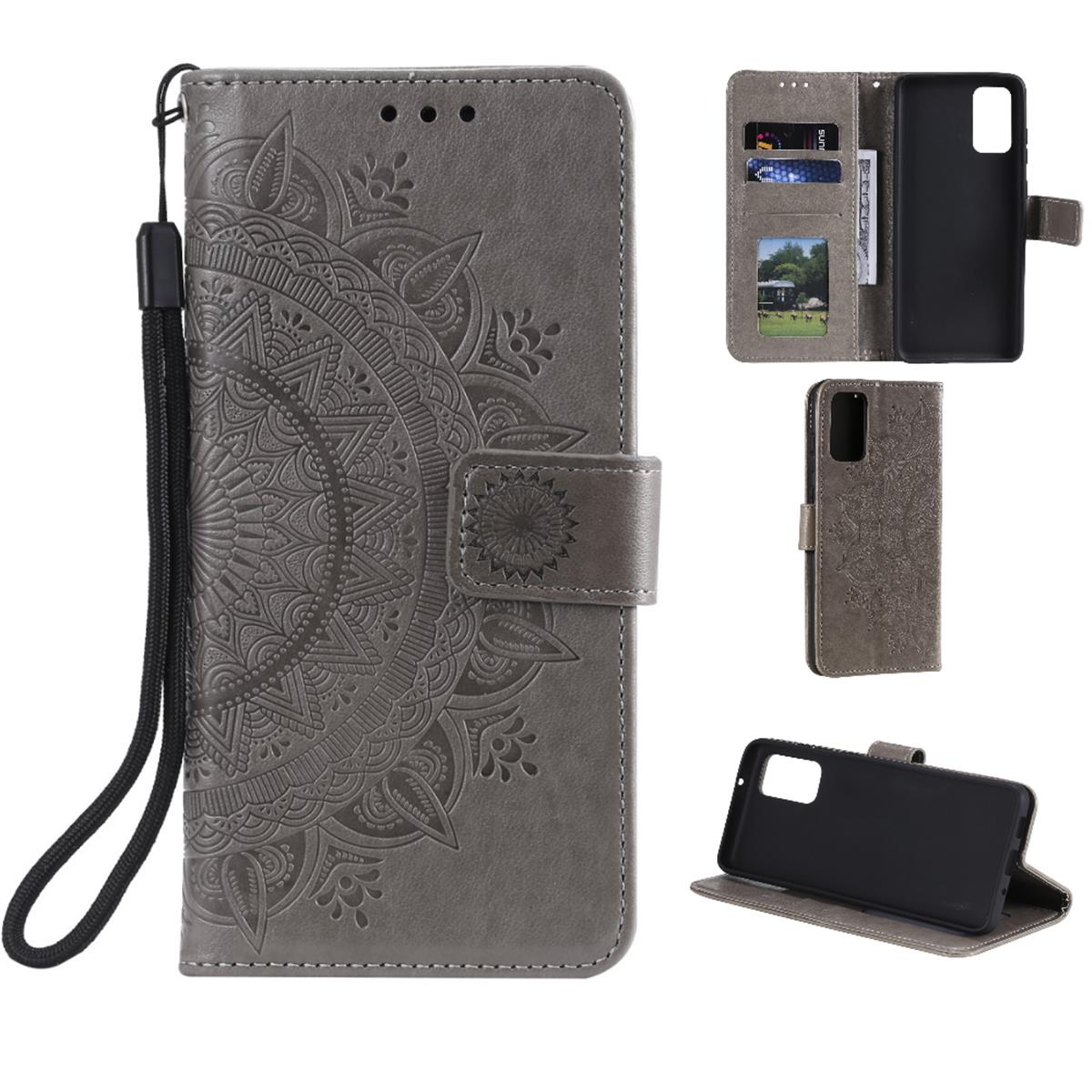 Hülle für Samsung Galaxy S20 Plus Handyhülle Flip Case Schutzhülle Mandala Grau