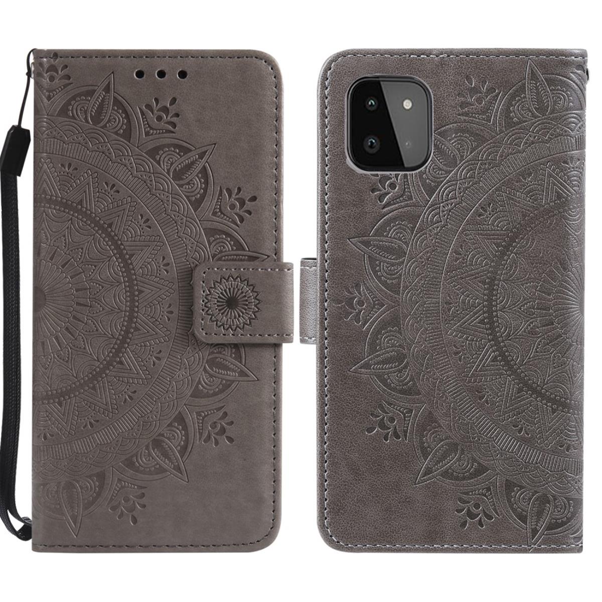 Hülle für Samsung Galaxy A22 5G Handyhülle Flip Case Cover Tasche Mandala Grau