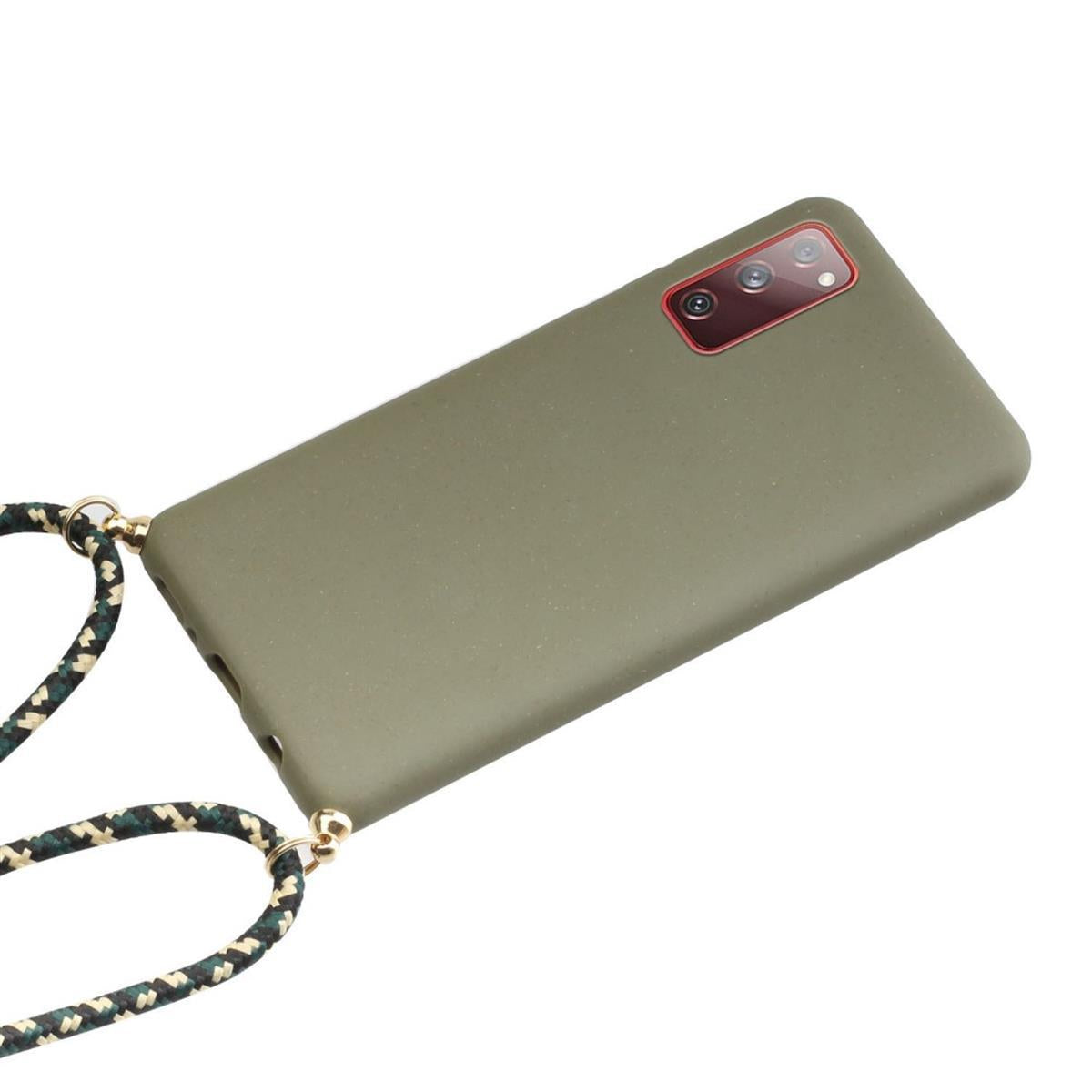Hülle für Samsung Galaxy S20 FE Handyhülle Silikon Case Band Handykette Kordel Oliv Grün