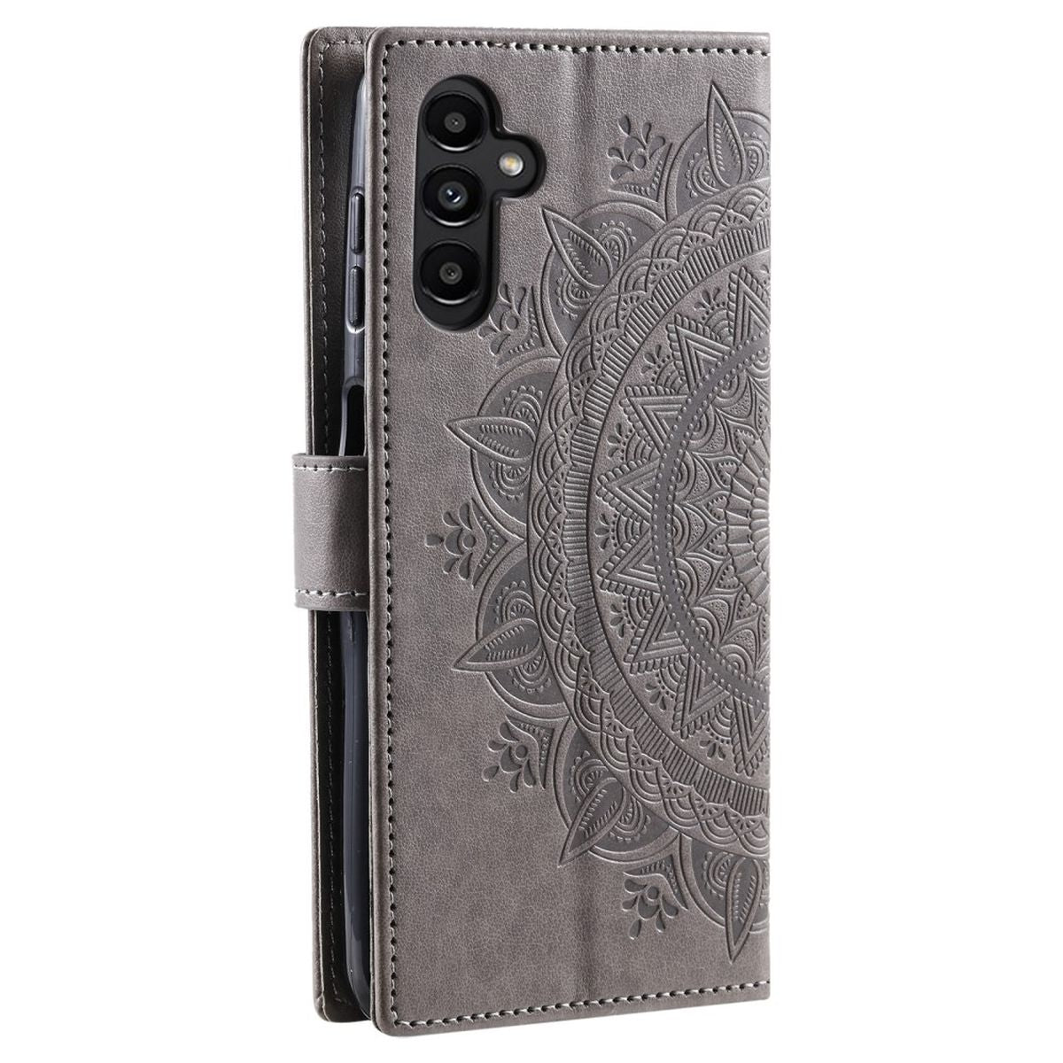 Hülle für Samsung Galaxy A34 5G Handyhülle Flip Case Cover Etui Mandala Grau