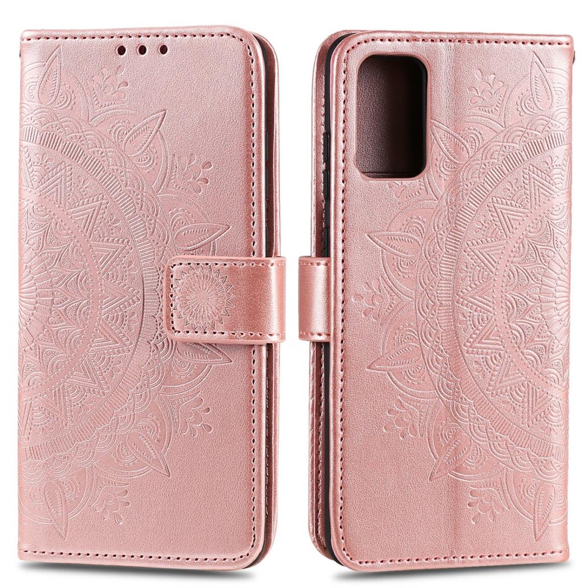 Hülle für Samsung Galaxy A02s Handy Flip Case Cover Schutzhülle Mandala Rosegold