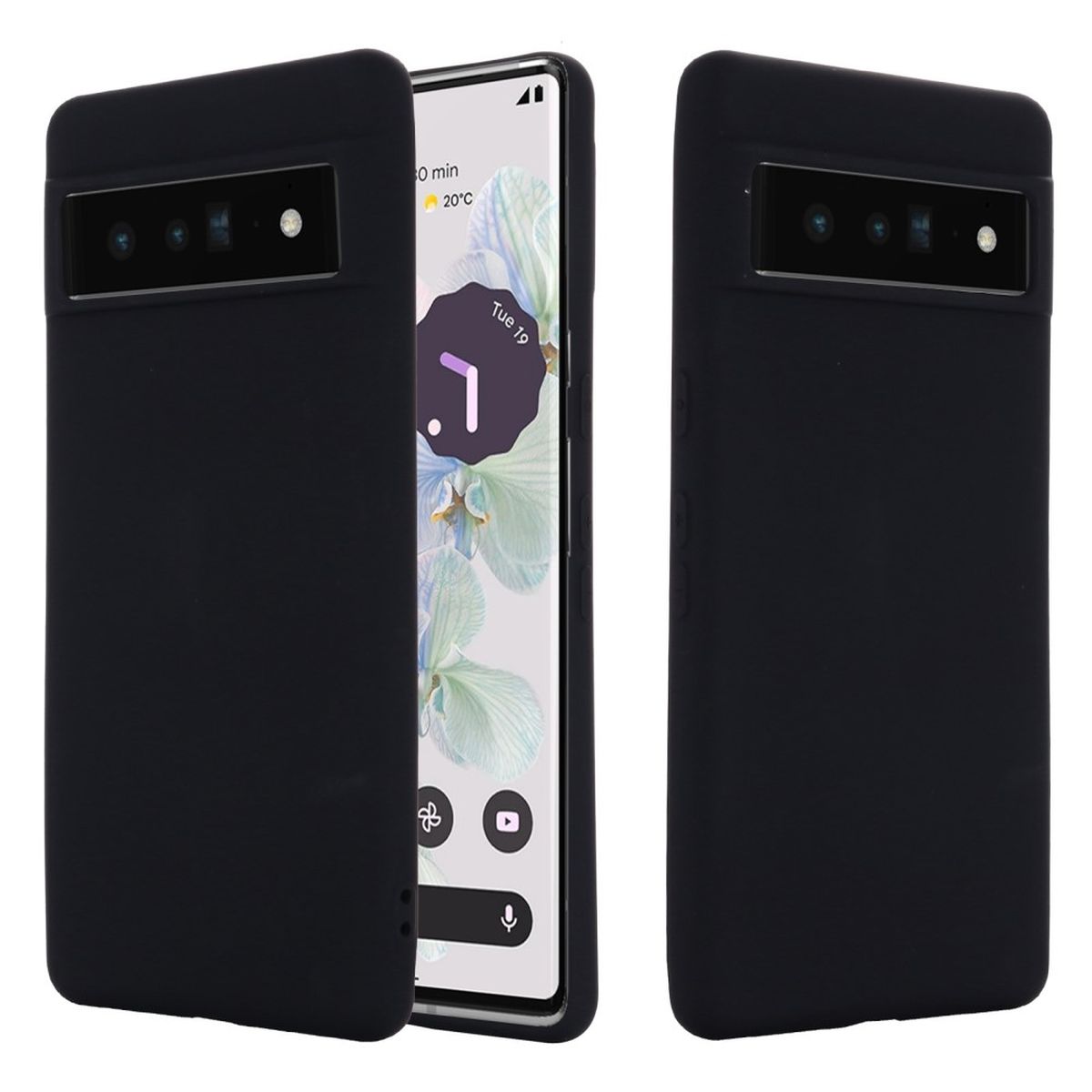 Hülle für Google Pixel 7 Pro Handyhülle Silikon Case Bumper Cover Matt Schwarz