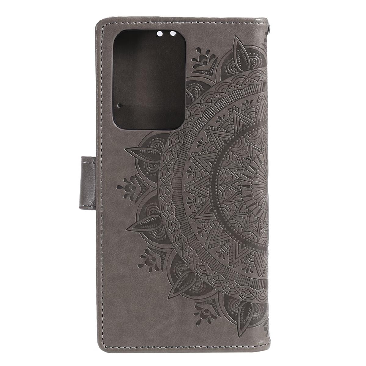 Hülle für Samsung Galaxy Note20 Ultra Handyhülle Flip Case Cover Mandala Grau