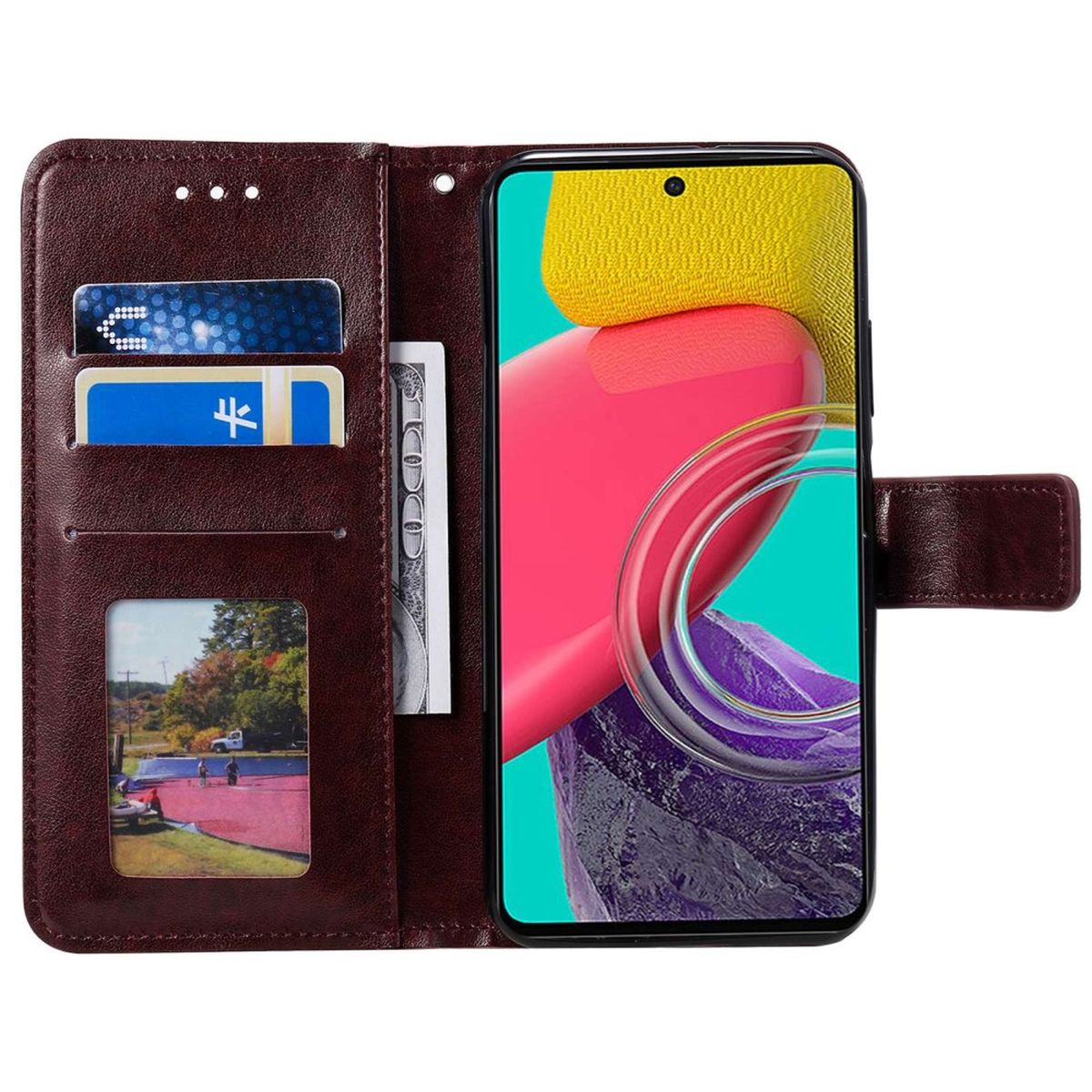 Hülle für Samsung Galaxy M33 5G Handyhülle Flip Case Cover Etui Mandala Braun
