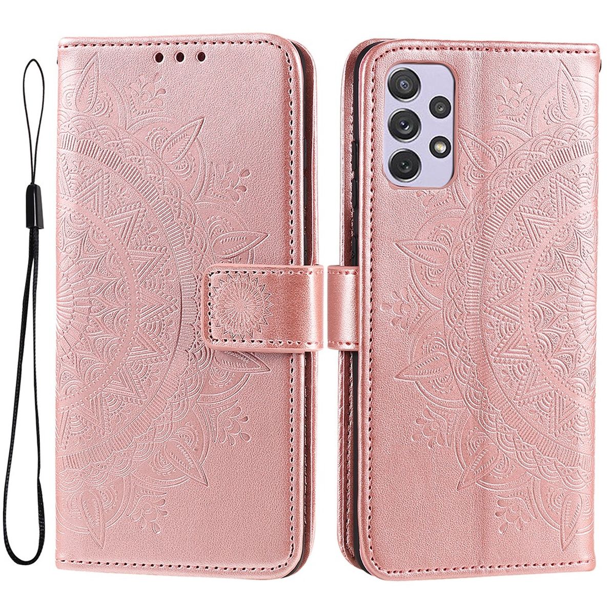 Hülle für Samsung Galaxy A73 5G Handyhülle Flip Case Cover Etui Mandala Rosegold