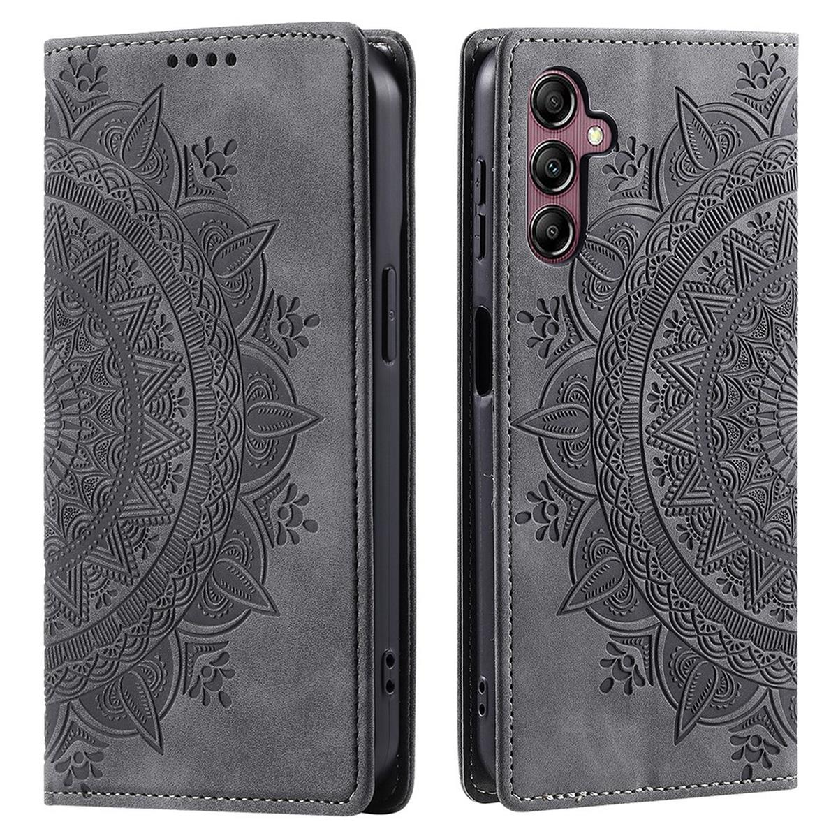 Hülle für Samsung Galaxy A55 5G Handyhülle Flip Case Cover Tasche Mandala Grau