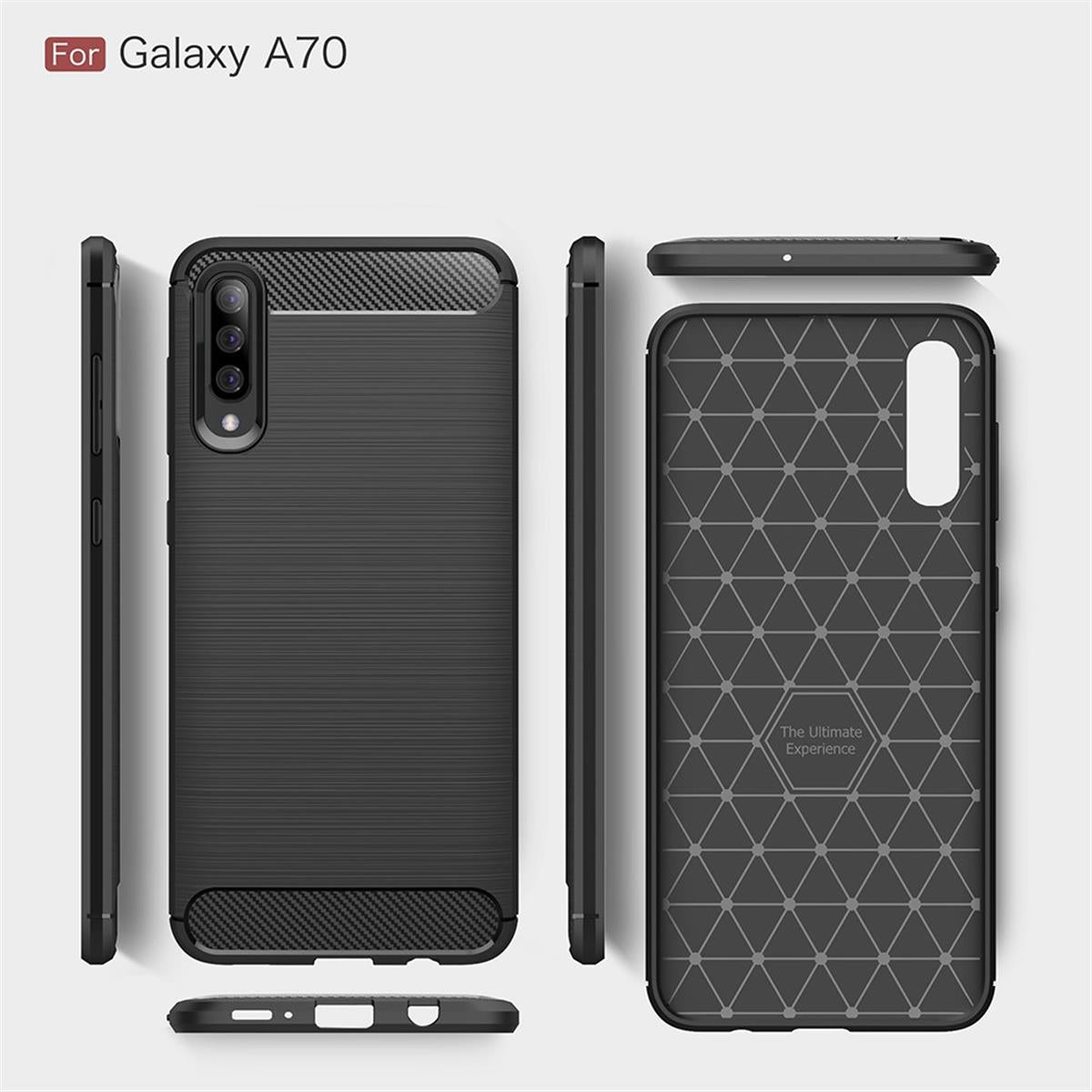 Hülle für Samsung Galaxy A70 Handyhülle Schutzhülle Silikon Case Carbon farben