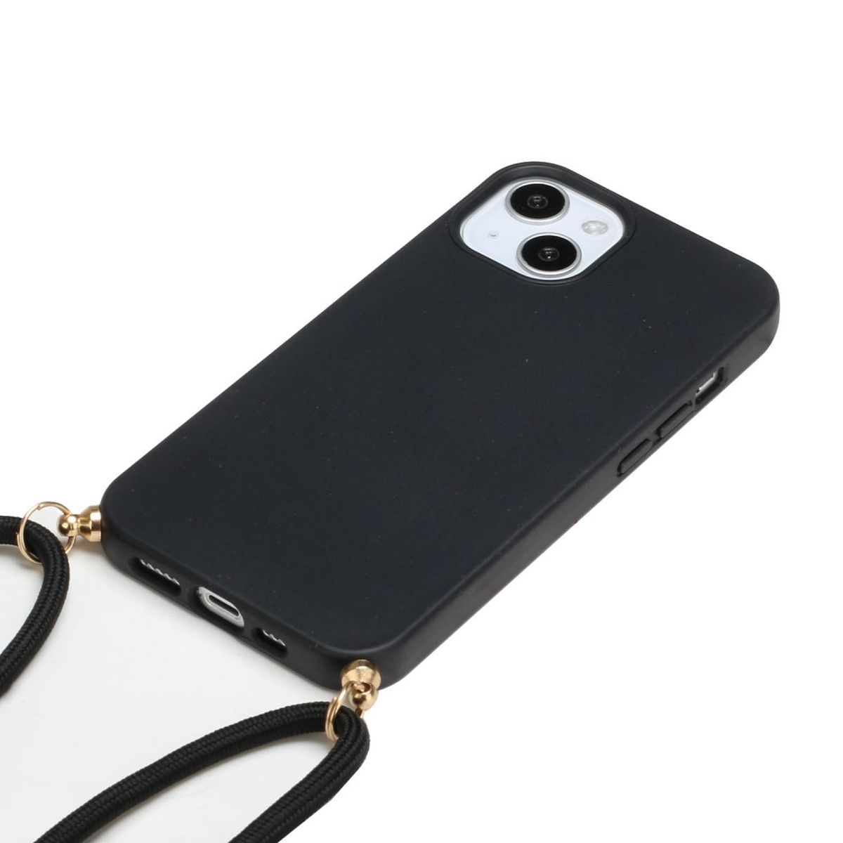 Hülle für Apple iPhone 14 Handyhülle Silikon Case Handykette Cover Band Schwarz