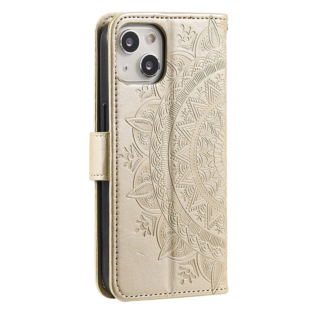 Hülle für Apple iPhone 14 Plus Handyhülle Flip Case Handy Cover Mandala Gold