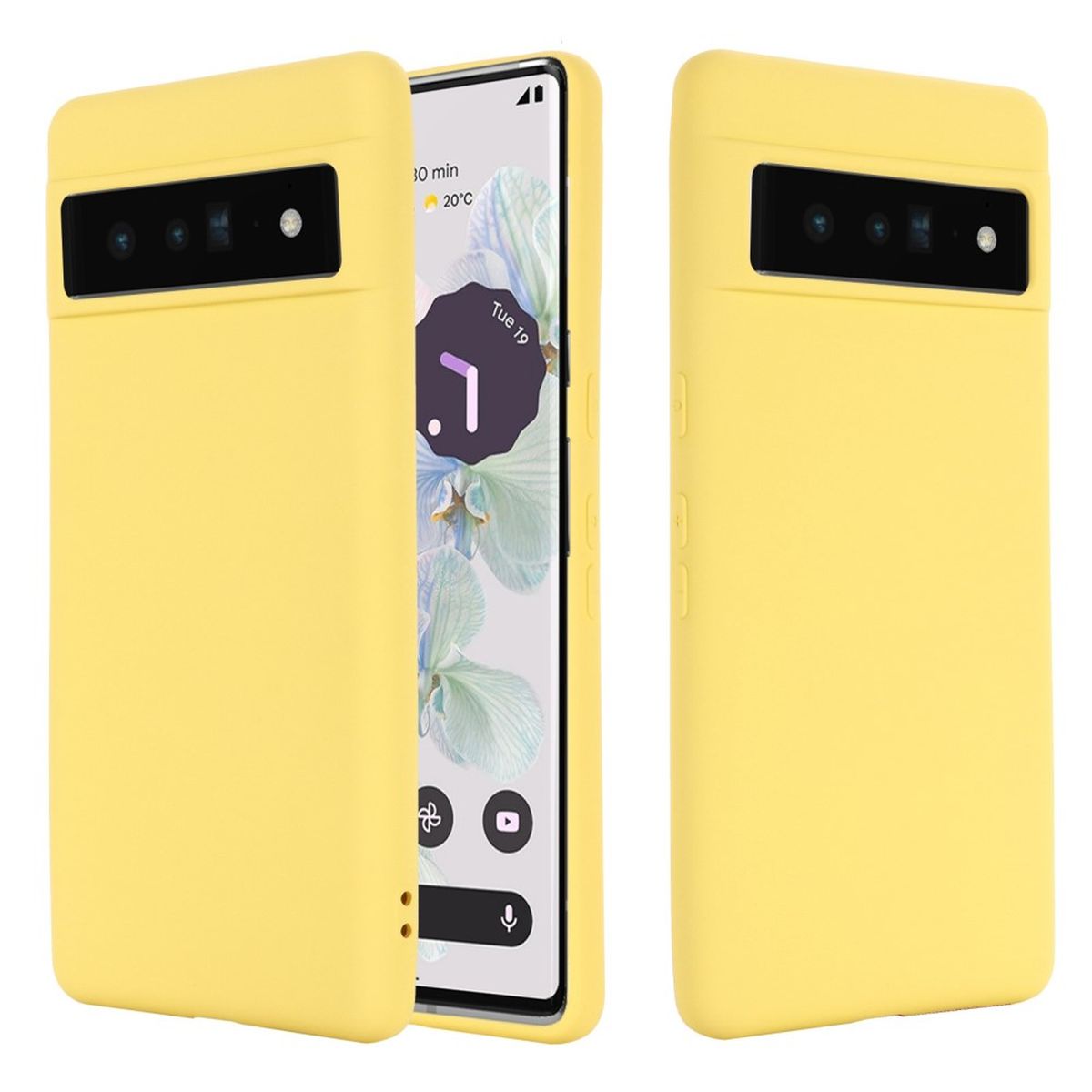 Hülle für Google Pixel 7 Pro Handyhülle Silikon Case Bumper Cover Matt Gelb