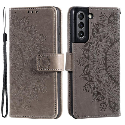 Hülle für Samsung Galaxy S21 FE Handyhülle Flip Case Cover Tasche Mandala Grau