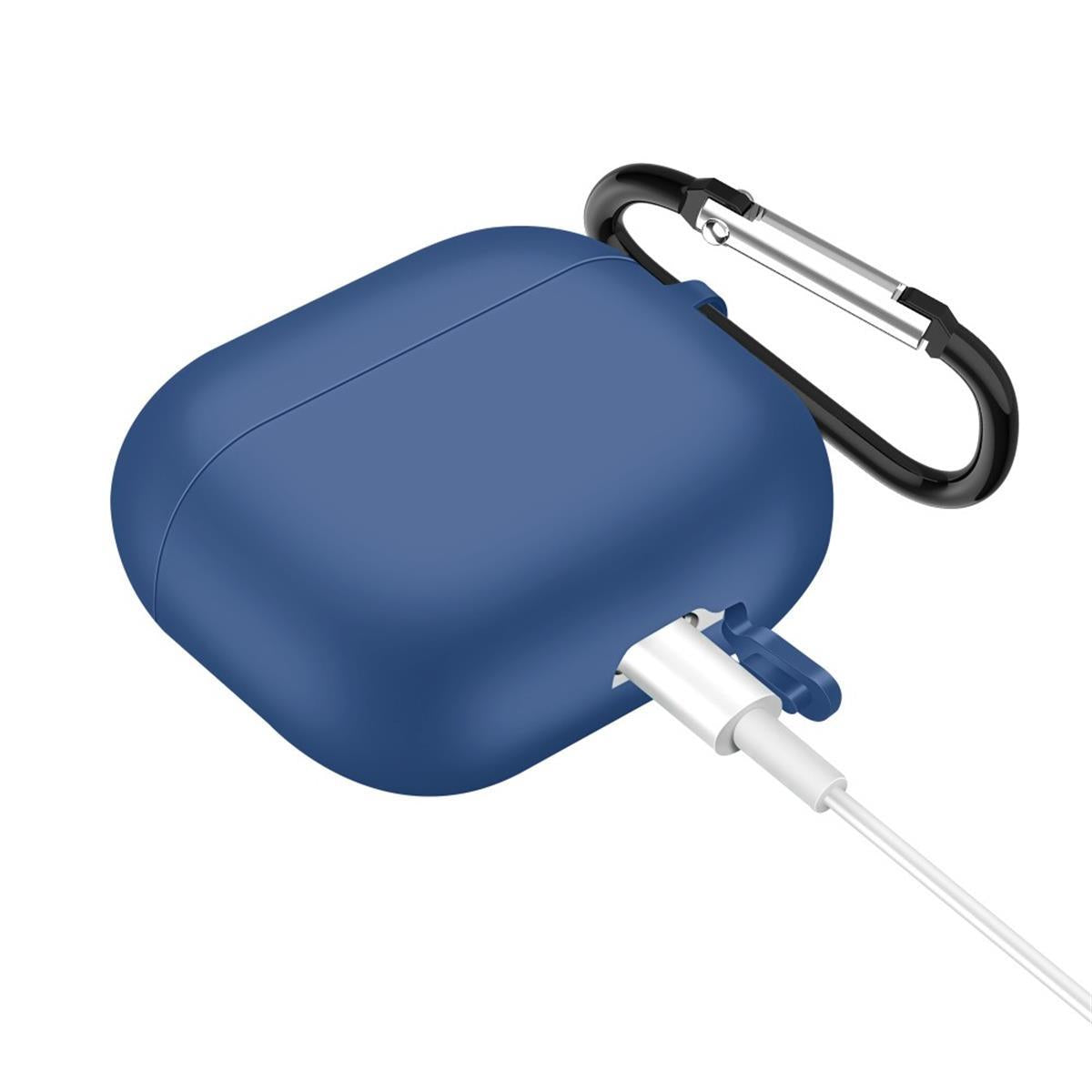 Hülle für Apple AirPods 3 Silikon Case Cover Etui Bumper Schutzhülle Blau