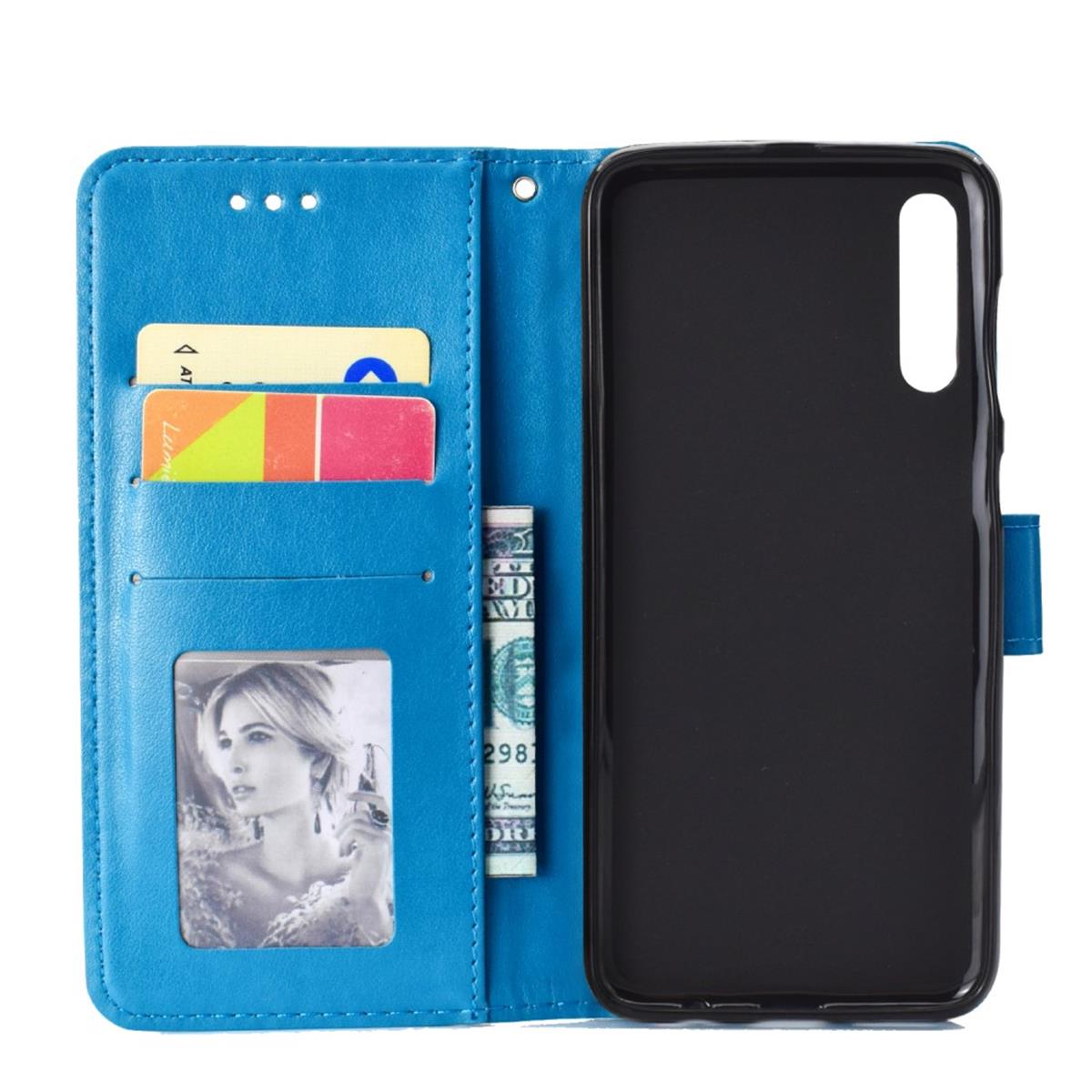 Hülle für Samsung Galaxy A50/A30s Handyhülle Flip Case Schutzhülle Cover Etui Mandala Blau