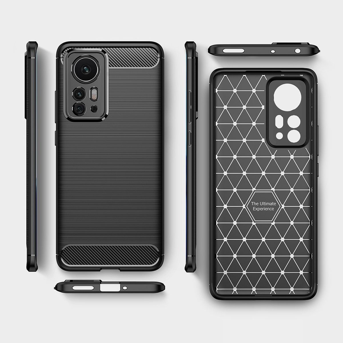 Hülle für Xiaomi 12 Pro Handyhülle Silikon Case Cover Carbonfarben
