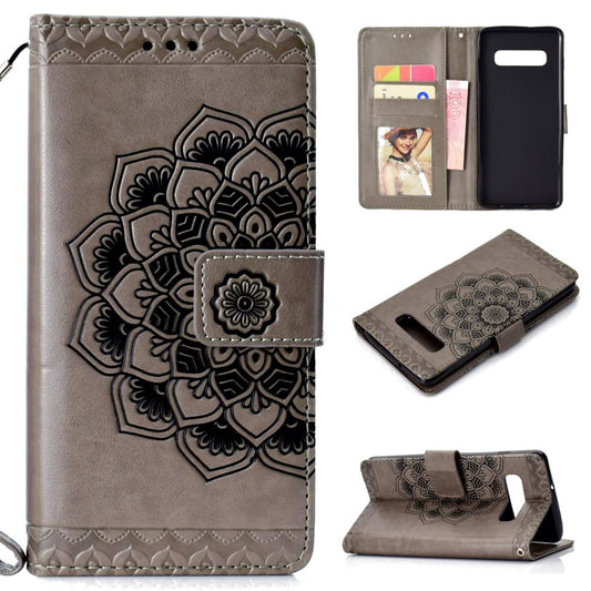 Hülle für Samsung Galaxy S10 Handyhülle Flip Case Cover Mandala Grau (schwarz)