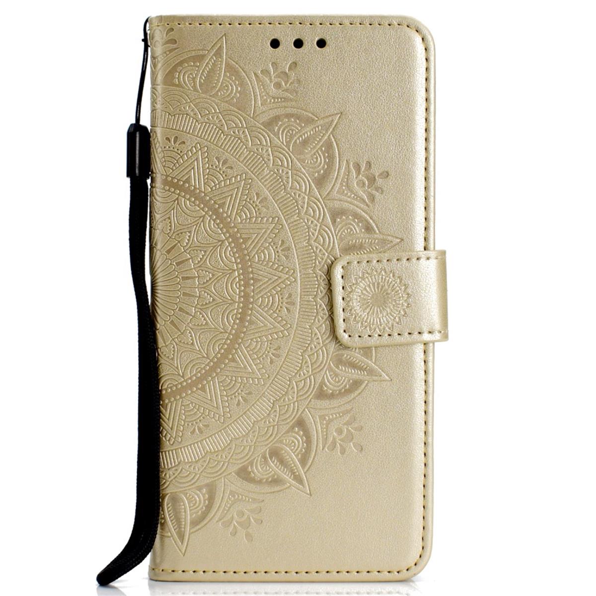 Hülle für Samsung Galaxy J4 2018 Handyhülle Flip Case Schutz Cover Mandala Gold