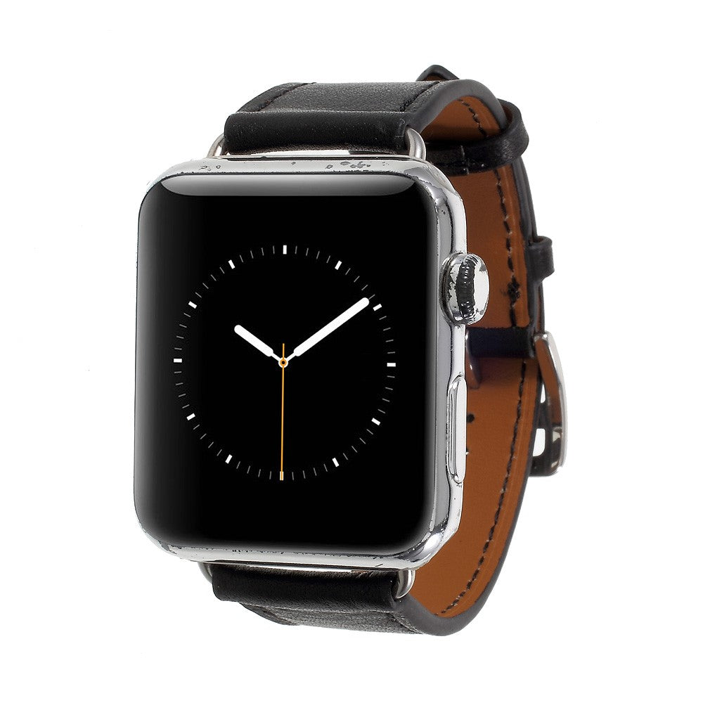 Lederarmband für Apple Watch 49/45/44/42mm Series Ultra 2/Ultra/9/8/7/SE Schwarz