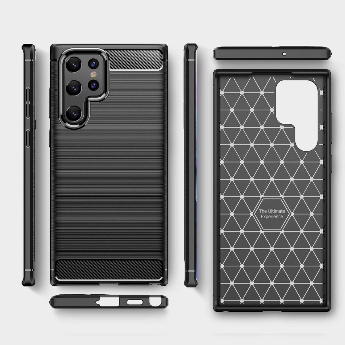 Hülle für Samsung Galaxy S22 Ultra Handyhülle Silikon Case Cover Carbonfarben