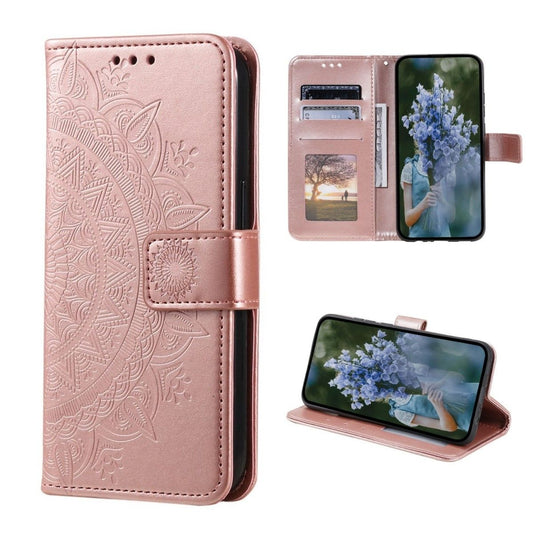Hülle für Samsung Galaxy S23 Ultra Handyhülle Flip Case Cover Mandala Rosegold