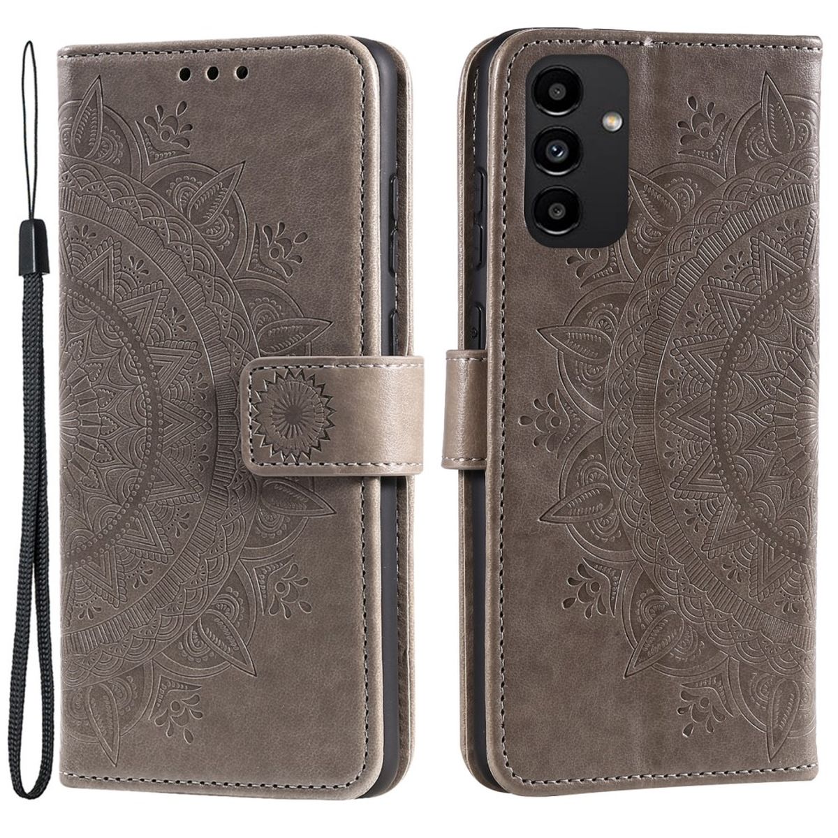 Hülle für Samsung Galaxy A13 5G/A04s Handyhülle Case Cover Tasche Mandala Grau