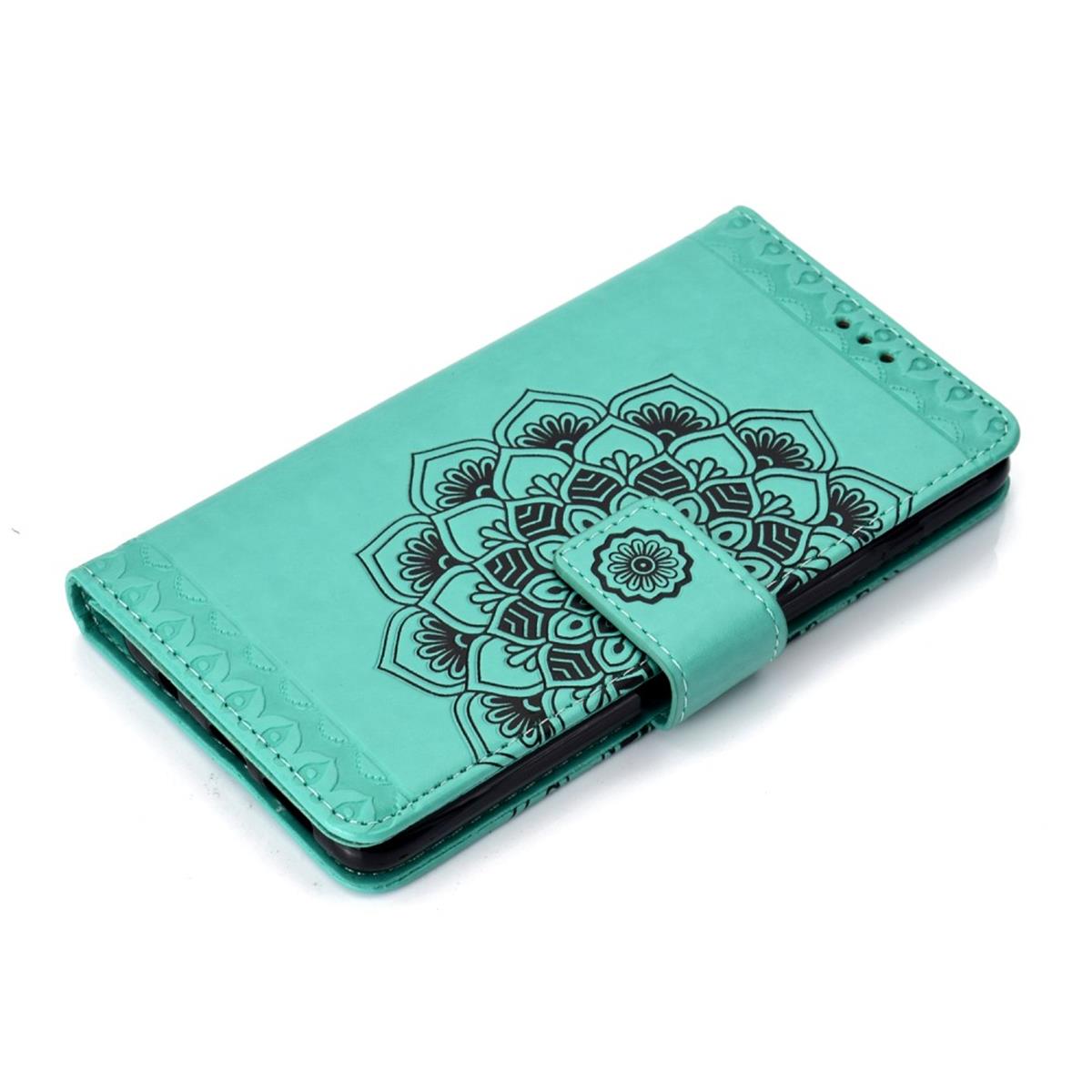 Hülle für Samsung Galaxy S10 Schutzhülle Flip Case Handyhülle Mandala Mint (schwarz)