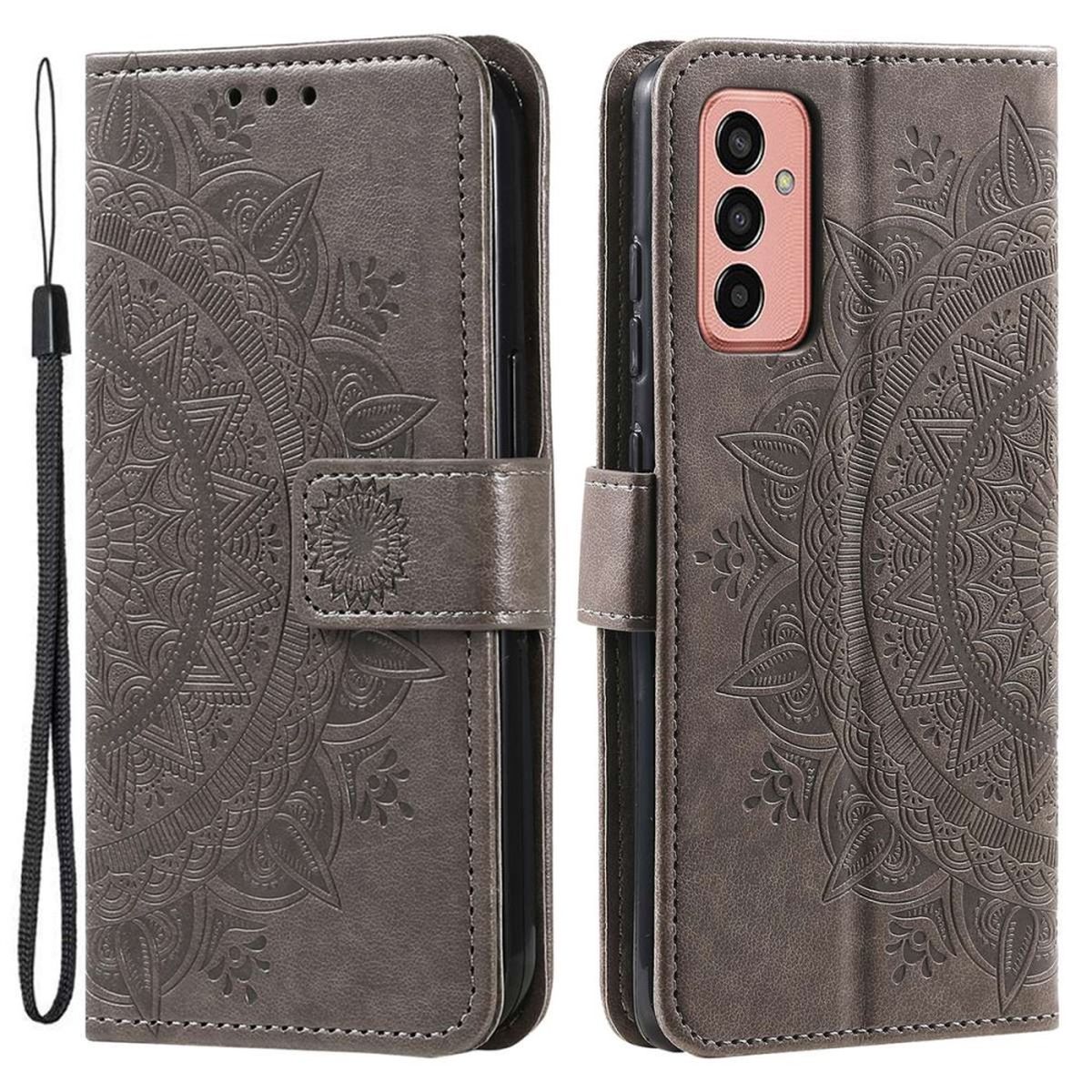 Hülle für Samsung Galaxy A14 4G/5G Handyhülle Flip Case Cover Etui Mandala Grau