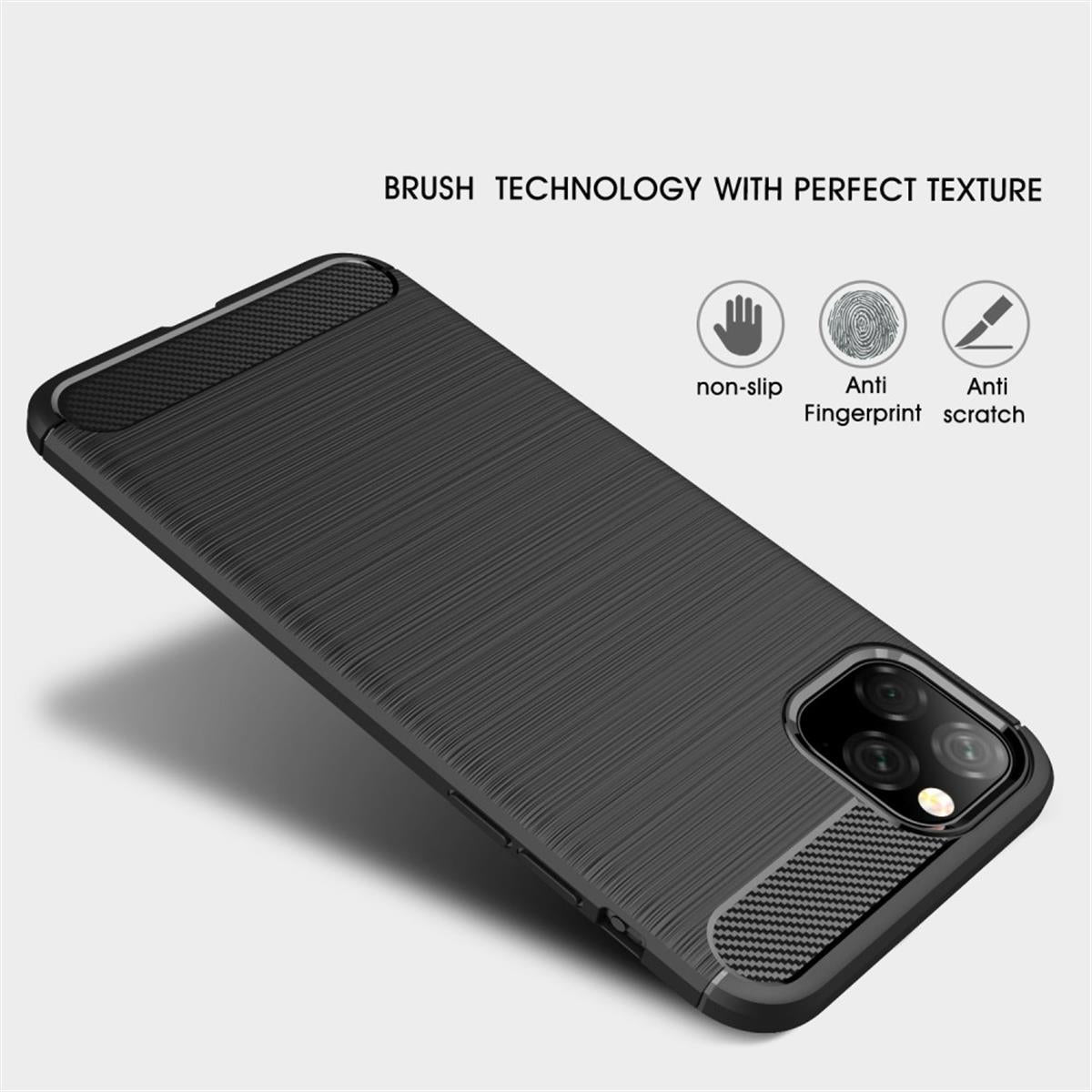 Hülle für Apple iPhone 11 Pro Max [6,5 Zoll] Handyhülle Silikon Schutzhülle Carbon
