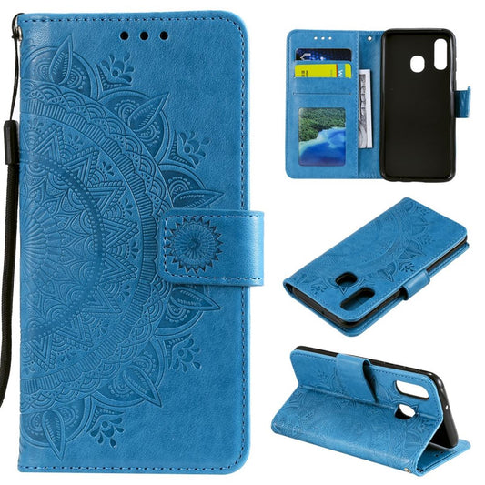Hülle für Samsung Galaxy A20e Handyhülle Schutz Tasche Flip Case Etui Cover Mandala Blau