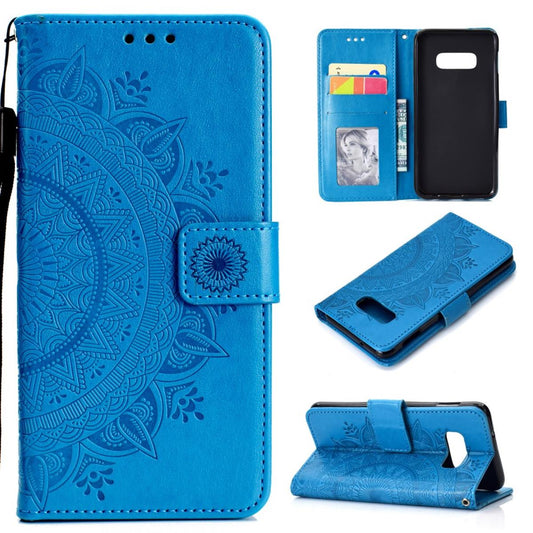 Hülle für Samsung Galaxy S10e Handyhülle Flip Case Schutzhülle Mandala Blau