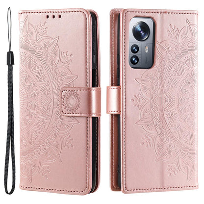 Hülle für Xiaomi 12/12X Handyhülle Flip Case Cover Tasche Etui Mandala Rosegold