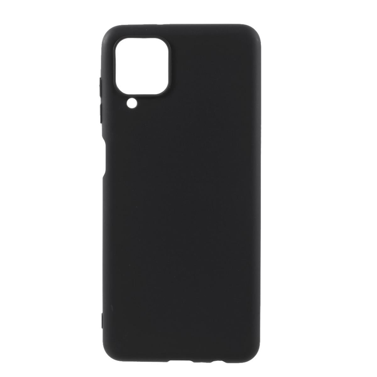 Hülle für Samsung Galaxy A12/M12 Handy Silikon Case Cover Bumper Matt Schwarz