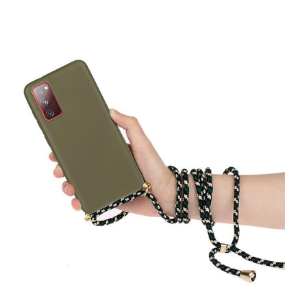 Hülle für Samsung Galaxy S20 FE Handyhülle Silikon Case Band Handykette Kordel Oliv Grün