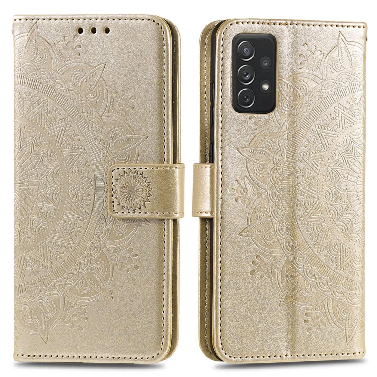 Hülle für Samsung Galaxy A72 Handyhülle Flip Case Cover Schutzhülle Tasche Mandala Gold