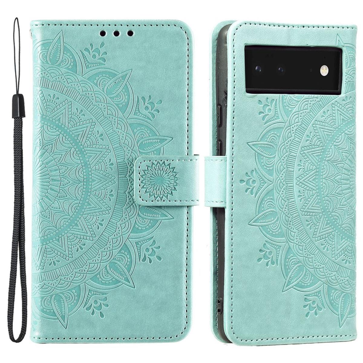 Hülle für Google Pixel 6 Handyhülle Tasche Flip Case Cover Etui Mandala Grün