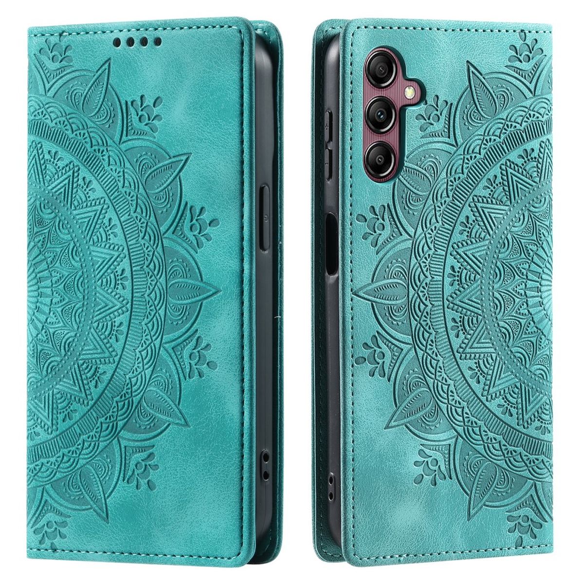 Hülle für Samsung Galaxy S24 Handyhülle Flip Case Cover Tasche Etui Mandala Grün