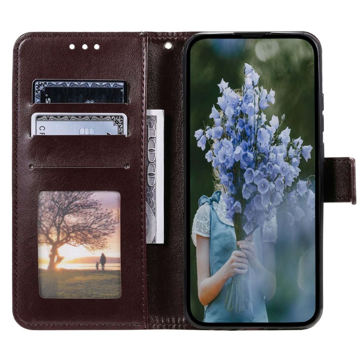 Hülle für Samsung Galaxy S23+ Handyhülle Flip Case Cover Etui Mandala Braun