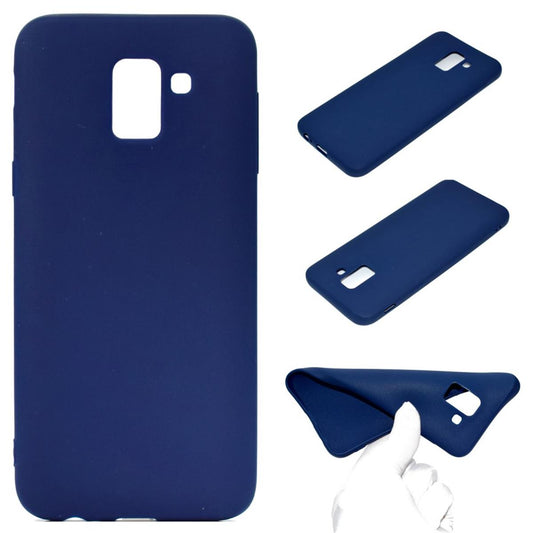 Hülle für Samsung Galaxy J6 2018 Silikon Case Handy Cover Etui Bumper Matt Blau