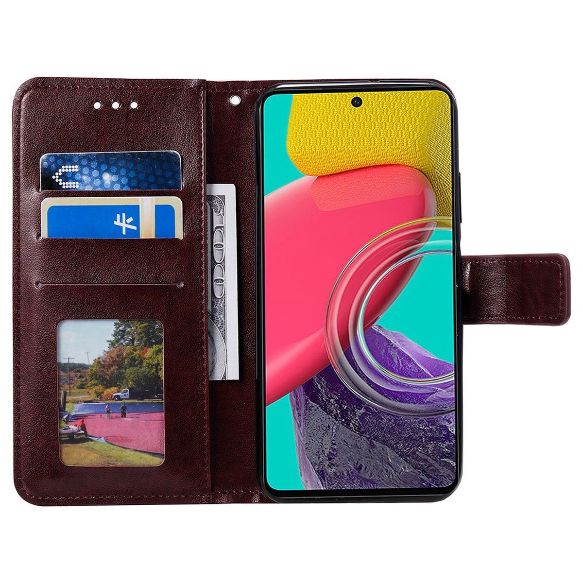 Hülle für Samsung Galaxy M53 5G Handyhülle Flip Case Cover Etui Mandala Braun