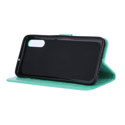 Hülle für Samsung Galaxy A50/A30s Handyhülle Flip Case Cover Schmetterling Grün