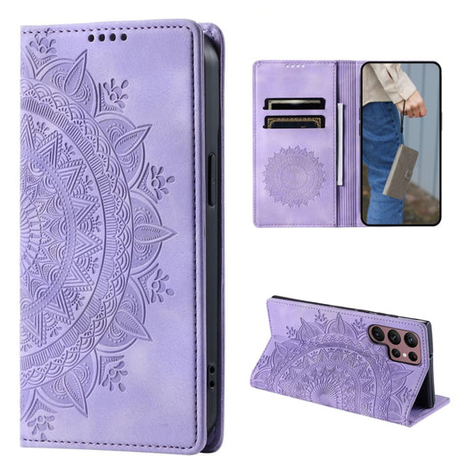 Hülle für Samsung Galaxy S24 Ultra Handyhülle Flip Case Cover Etui Mandala Lila