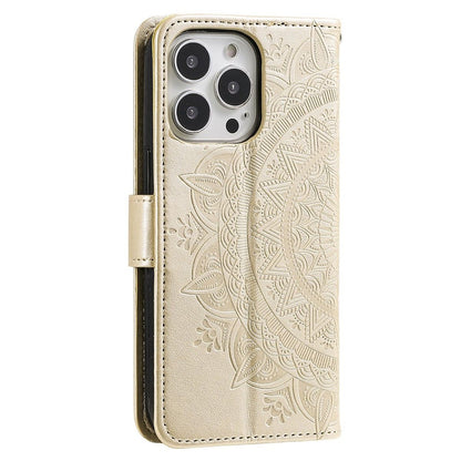 Hülle für Apple iPhone 14 Pro Handyhülle Flip Case Cover Tasche Mandala Gold