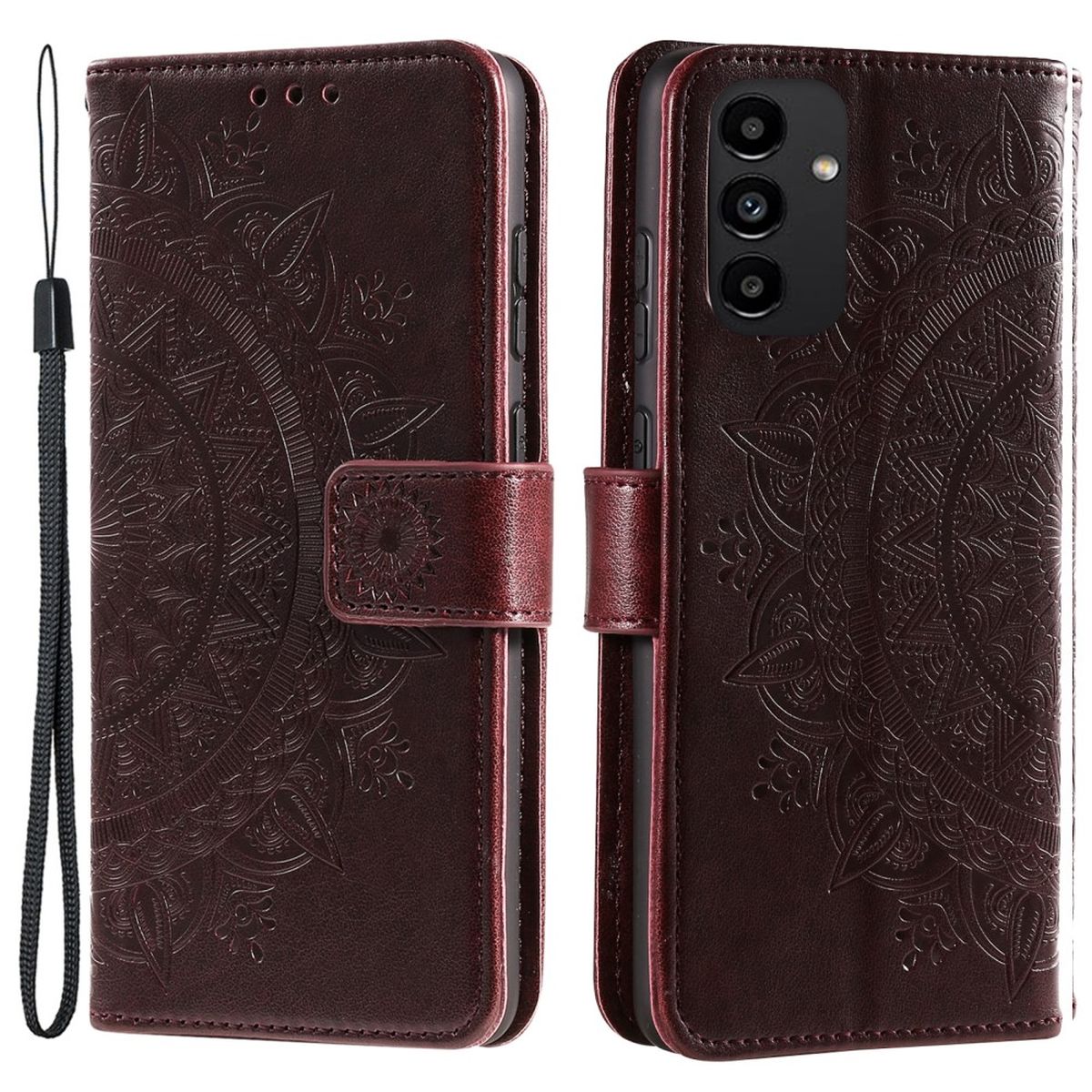 Hülle für Samsung Galaxy A13 4G Handyhülle Flip Case Cover Tasche Mandala Braun