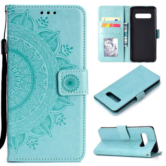 Hülle für Samsung Galaxy S10 Handyhülle Flip Case Cover Handytasche Mandala Mint