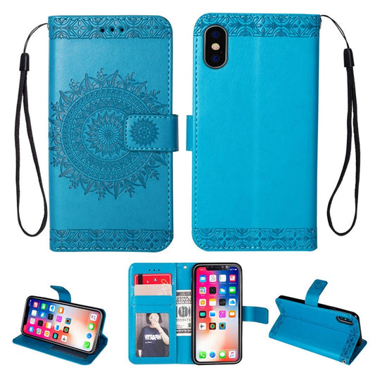 Hülle für Apple iPhone XR Handyhülle Flip Case Cover Schutzhülle Etui Mandala Blau