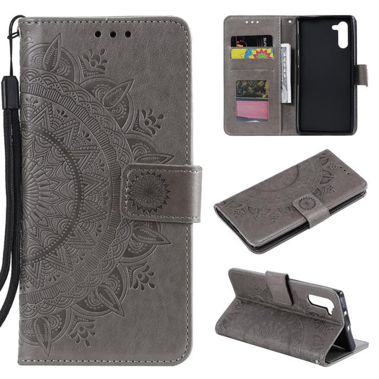 Hülle für Samsung Galaxy Note10 Handyhülle Schutz Tasche Flip Case Cover Mandala Grau