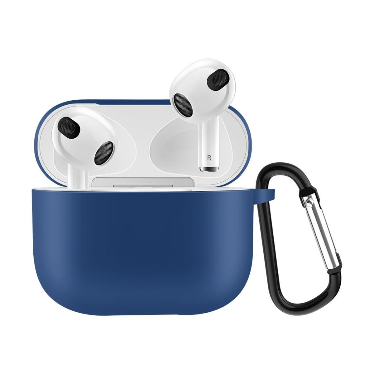 Hülle für Apple AirPods 3 Silikon Case Cover Etui Bumper Schutzhülle Blau