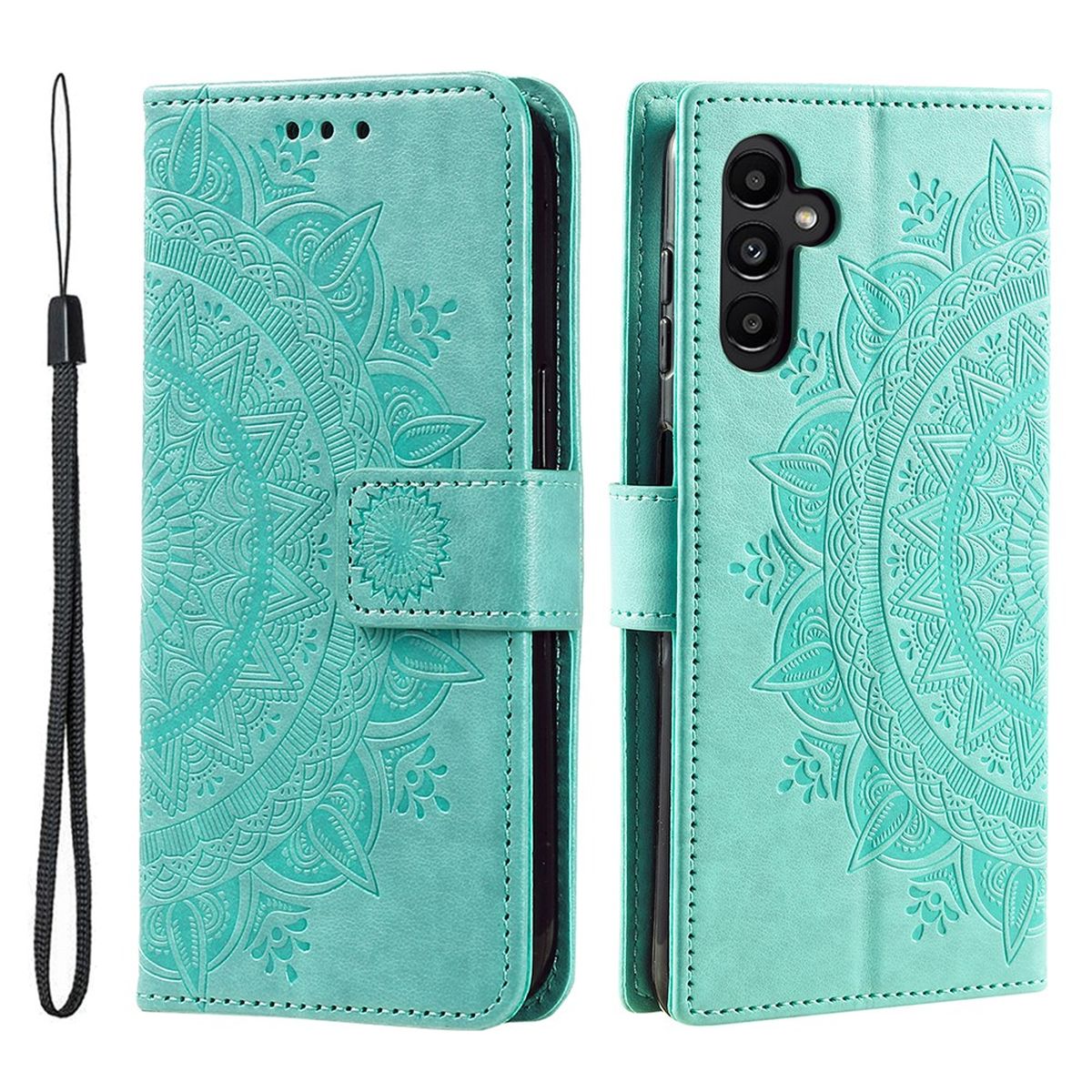 Hülle für Samsung Galaxy A34 5G Handyhülle Flip Case Cover Etui Mandala Grün