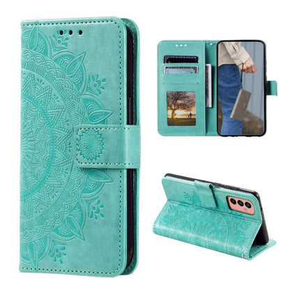 Hülle für Samsung Galaxy A14 4G/5G Handyhülle Flip Case Cover Etui Mandala Grün