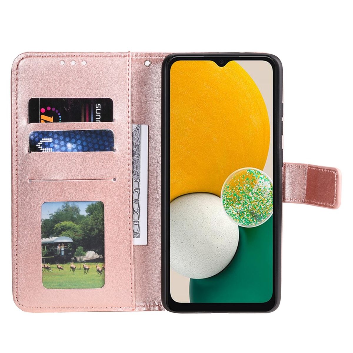 Hülle für Samsung Galaxy A13 5G/A04s Handyhülle Flip Case Cover Mandala Rosegold